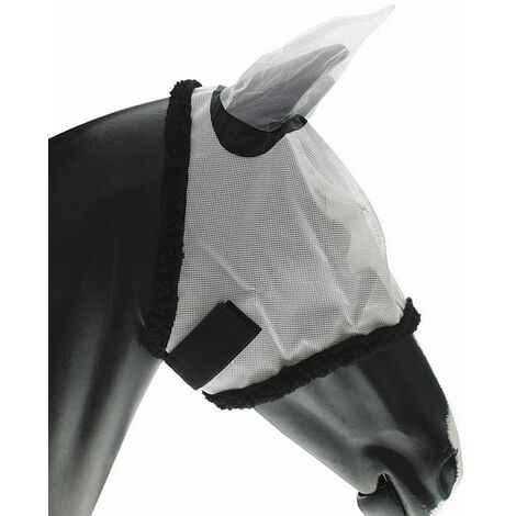 AMAHORSE Maschera Antimosche con Copriorecchie per Cavallo - Colore: Bianco - Taglia: S