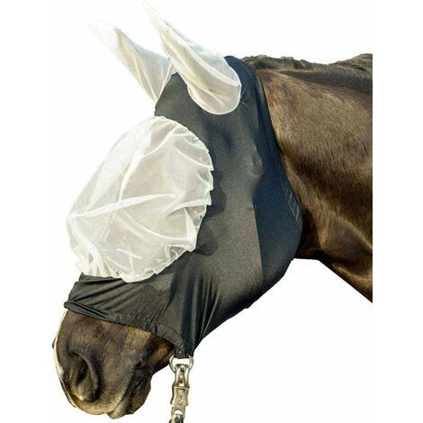 Maschera antimosche morbida ed elastica per cavalli: S, Bianco/Nero (1291)