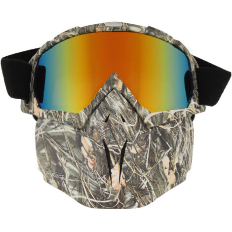 Maschera da motociclista con occhiali protettivi contro polvere, vento e raggi UV, modello "erba appassita", occhiali di sicurezza chiusi e rimovibili, fantasia "erba appassita".