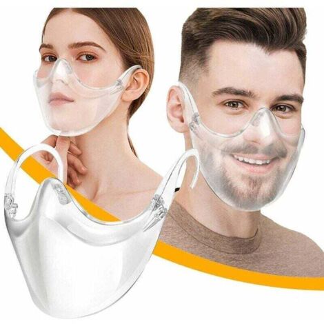 Maschera di plastica trasparente lavabile e riutilizzabile per proteggere il viso da appannamento e schizzi