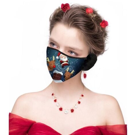 Maschera natalizia / maschera per il viso con paraorecchie - renna