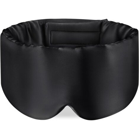 Maschera per dormire in seta di gelso con fascia regolabile per uomo e donna, maschera per dormire grande e maschera per gli occhi per la notte, i viaggi e il pisolino. Taglia unica, nera.