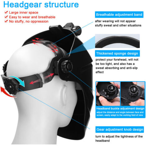 Maschera per saldatura SJLERST con cambio luce automatico, 3-11 livelli di intensità, maschera pieghevole a 90 gradi, barriera ad alta temperatura fino a 130 °C, alimentazione solare.