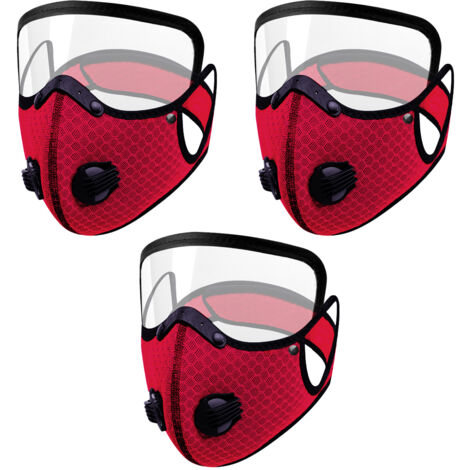 Maschera sportiva in 3 pezzi con valvole di espirazione, maschera sportiva antipolvere di protezione personale regolabile