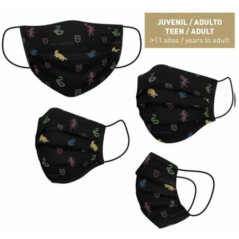 Mascherina Igienica in Stoffa Riutilizzabile Harry Potter black