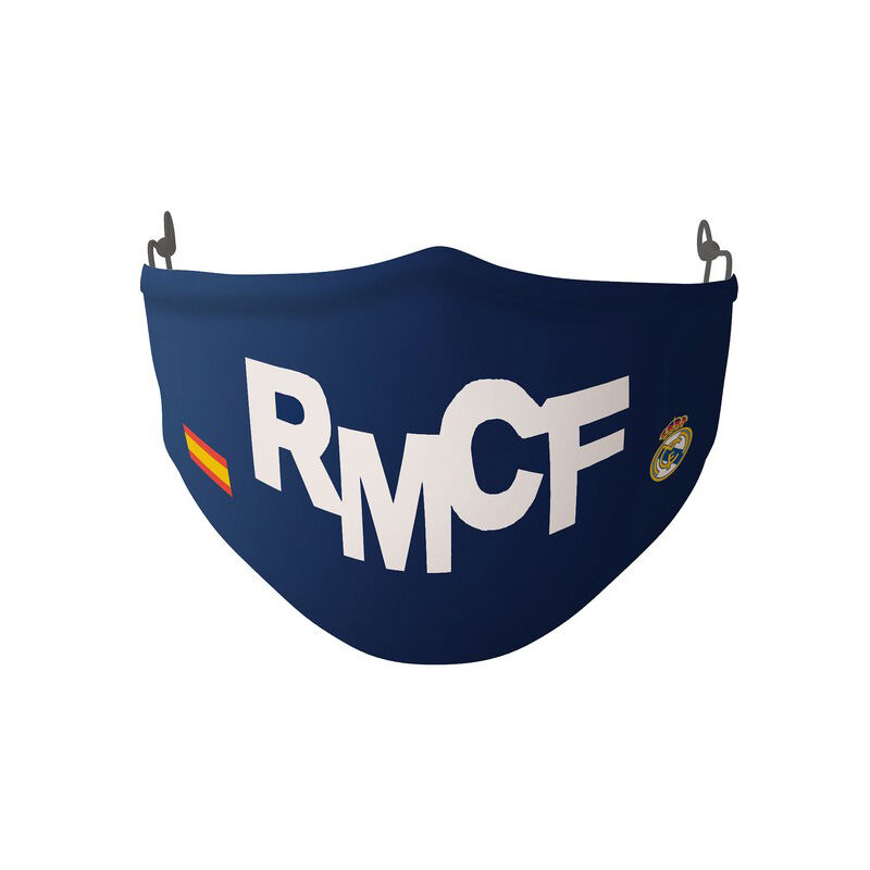 Image of Real Madrid C.f. - Mascherina Igienica in Stoffa Riutilizzabile Per bambini Azzurro Bianco