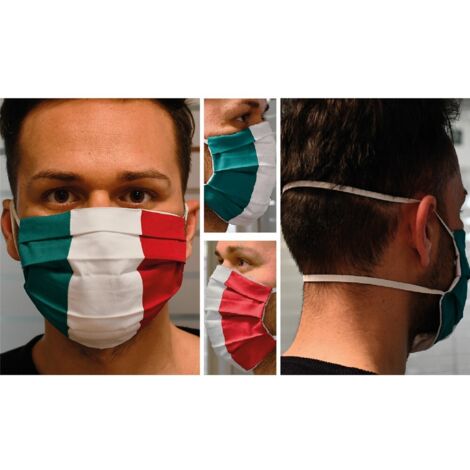 MASCHERINA IGIENICA PROTETTIVA RIUTILIZZABILE 'TRI cm. 19 x 8 - imbustata singola MADE IN ITALY 5 PZ