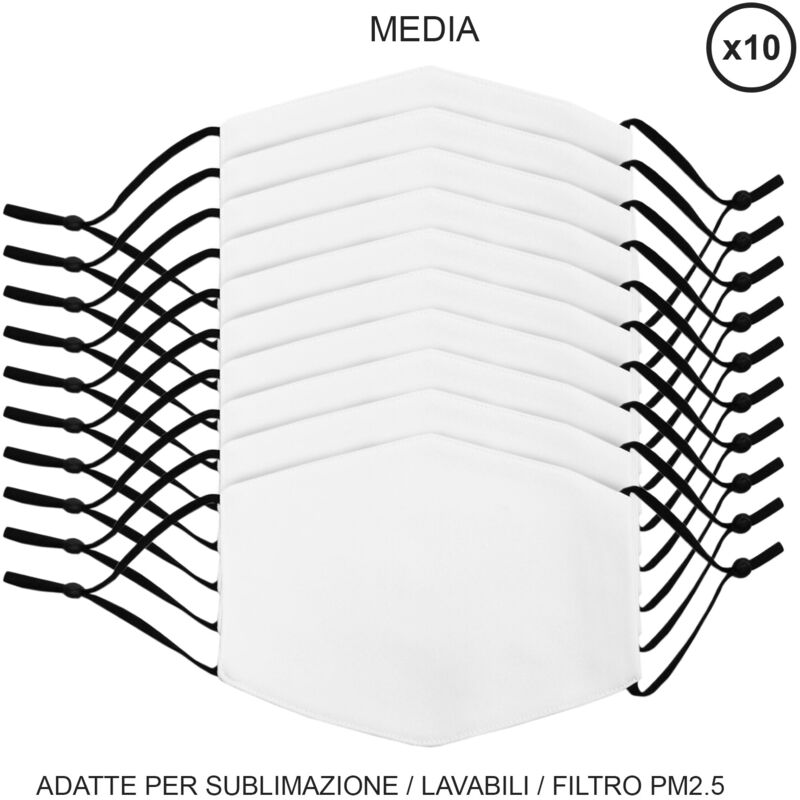 Image of Mascherine per Sublimazione - Medie - 10 Pezzi - Bianco