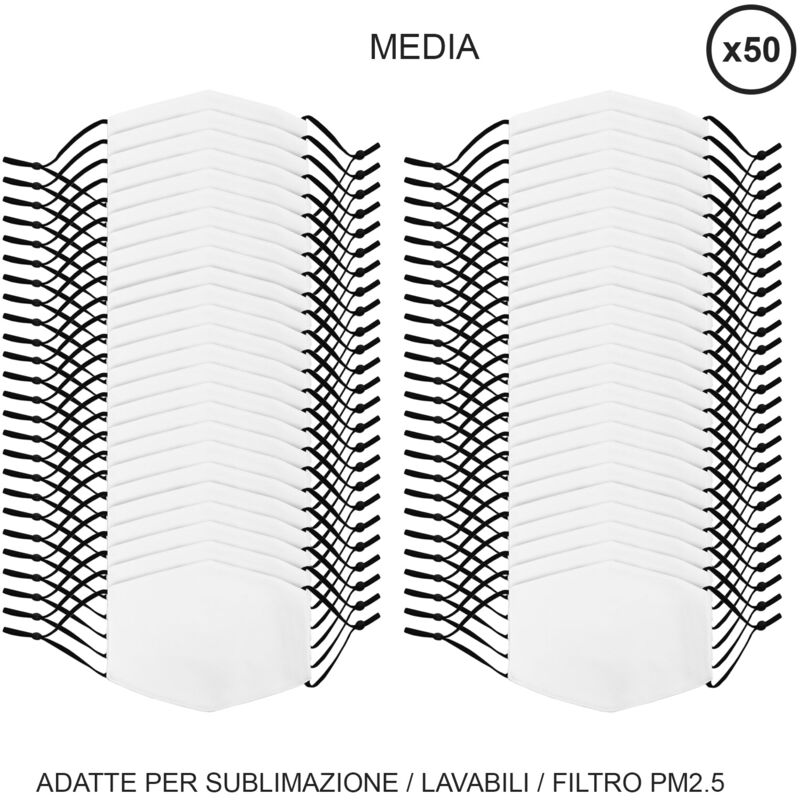 Image of Mascherine per Sublimazione - Medie - 50 Pezzi - Bianco