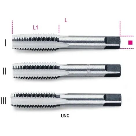 Maschi a mano acciaio cromo 3 passaggi passo unc beta 430asc - 7/16x14