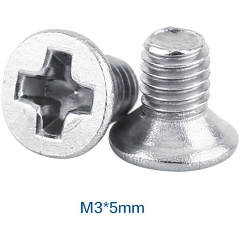 [Maschinenschrauben] Senkkopfschrauben aus Edelstahl 304, M3 x 5 mm, Beutel mit 100 Stück, metrische Befestigungselemente für Haushaltsgeräte