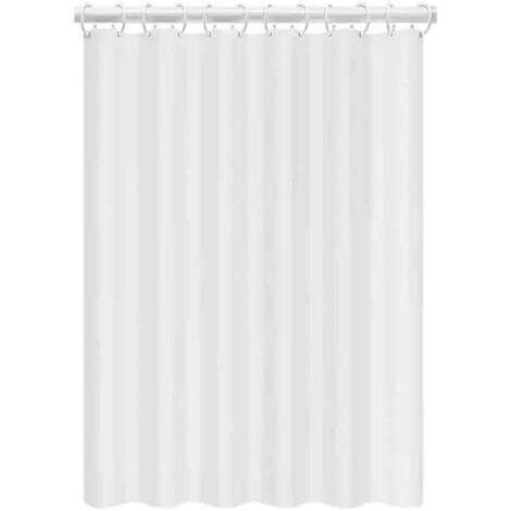Maschinenwaschbarer Duschvorhang aus Stoff, weiß, schimmelresistent und wasserabweisend, für Badezimmer, Breite 240 x Höhe 180 cm