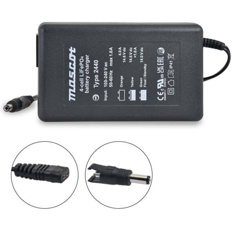 Chargeur Lithium Fer Phosphate 2440 4S 14.6V/4A 110-230V - Sortie 5.5 x 2.1 mm - Mascot