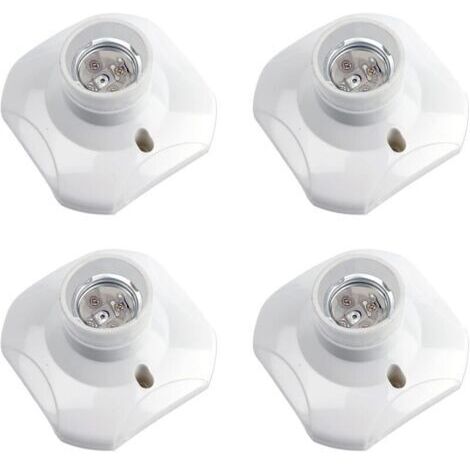 Mascot Douille Plafond E27 à Visser, Douille E27 Garage, AC 220-240V, Support Douille pour Ampoule LED, Base Plafonnier Culot E27, Base de Lampe Plastique Blanche pour Lampe au Mur, lot de 4