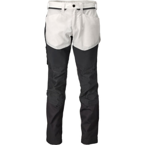 MASCOT Pantaloni da lavoro personalizzati con tasche per ginocchiere - 22479-230-Bianco grigio-76-52