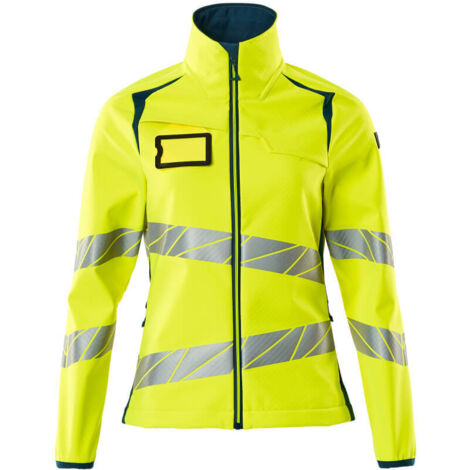Mascot Soft Shell Jacke, Damenpassform Soft Shell Jacke Gr. L, hi-vis gelb/dunkelpetroleum
