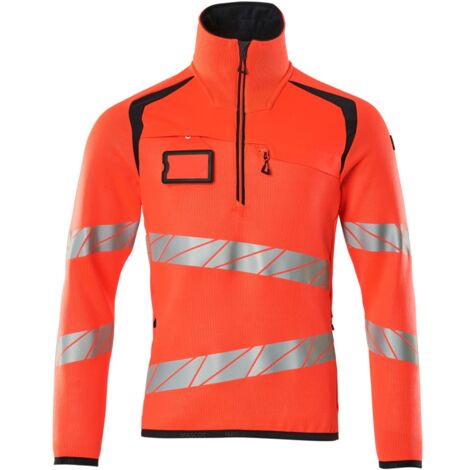 Mascot Strickpullover mit kurzem Reißverschluss M hi-vis rot/schwarzblau