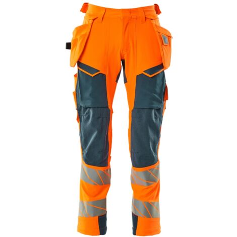 Mascot Warn-Stretchhose mit Hängetaschen 19031-711 Gr. 45 hi-vis orange/dunkelpetroleum