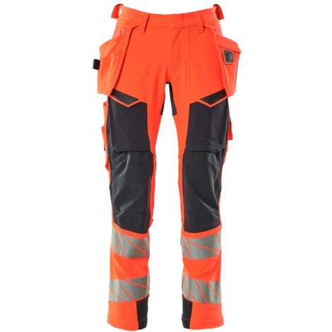Mascot Warn-Stretchhose mit Hängetaschen 19031-711 Gr. 51 Hi-vis rot/schwarzblau