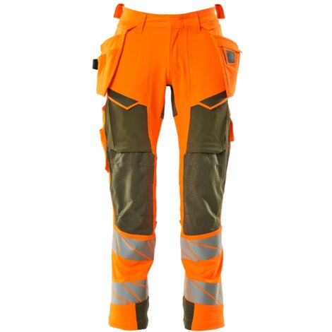 Mascot Warn-Stretchhose mit Hängetaschen 19031-711 Gr. 96 hi-vis orange/moosgrün