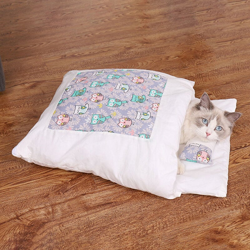 

Mascota Gato Perro Cama para dormir, Cueva calida para mascotas, con una almohada,Estilo D, Talla M