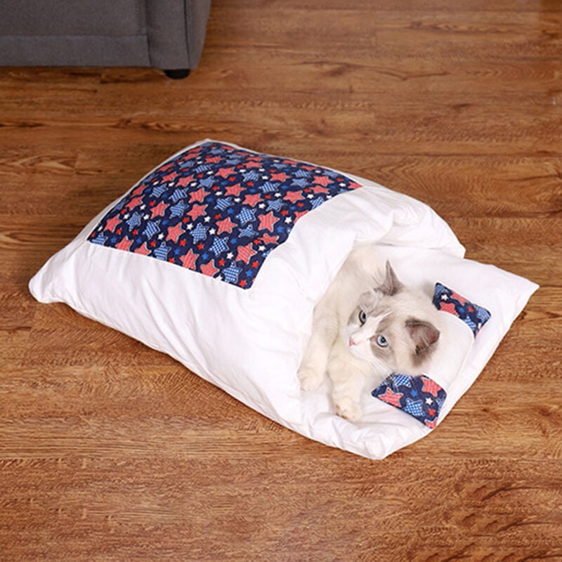 

Mascota Gato Perro Cama para dormir, Cueva calida para mascotas, con una almohada,Estilo B, Talla M