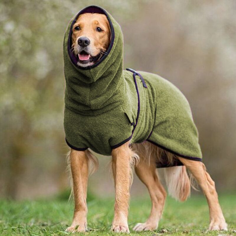 Mascota Ropa Para Perros Toalla De Secado Albornoz Cachorro Ropa De Abrigo – Verde Militar S