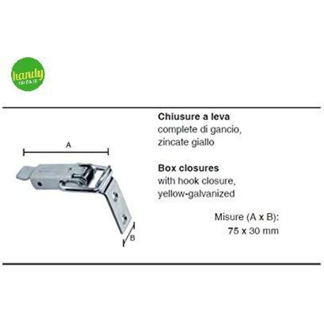 Masidef DY2006391 - Chiusure a leva complete di gancio, zincate giallo 75x30mm