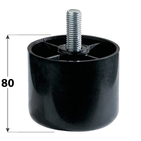Masidef Piedino Tondo in Plastica - Nero - 60x80 mm