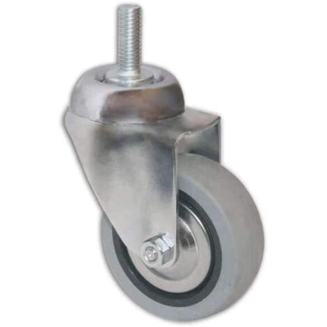 MASIDEF - RUOTA GIREVOLE CON PERNO FILETTATO 10X25MM Ø80MM - IN GOMMA COLORE GRIGIO