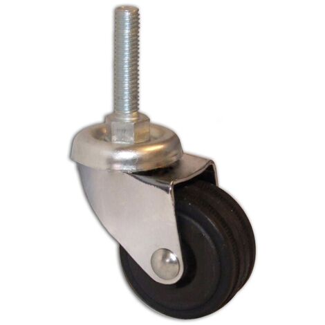 Ruote Con Perno Filettato 75mm - Gomma Piena Per Carrelli E Macchinari - Foto 5