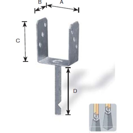 MASIDEF - SUPPORTO U PER PALI 101X50X150mm