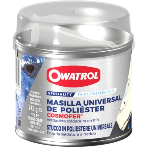 Masilla de poliéster universal con endurecedor para soldadura en frío Owatrol COSMOFER Caja de 250 g