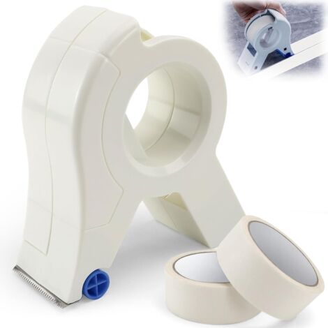 Masking tape applicator, masking master, masking tape dispenser, masking tape machine, portable tape trimmer, comes with two rolls of white masking tape, suitable for decorative moldings, floors and w
