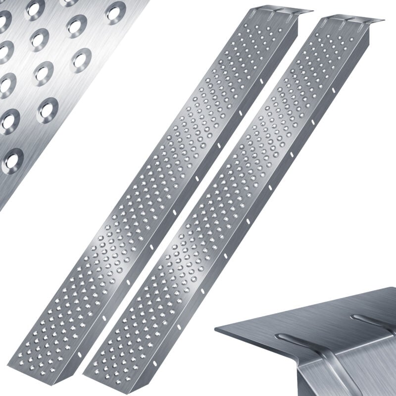 Masko - 2X Rampe d'accès 400kg Rampe de chargement Rail de chargement Acier galvanisé Antidérapant 200kg Par pièce Max 400kg Par paire 2x Rampe