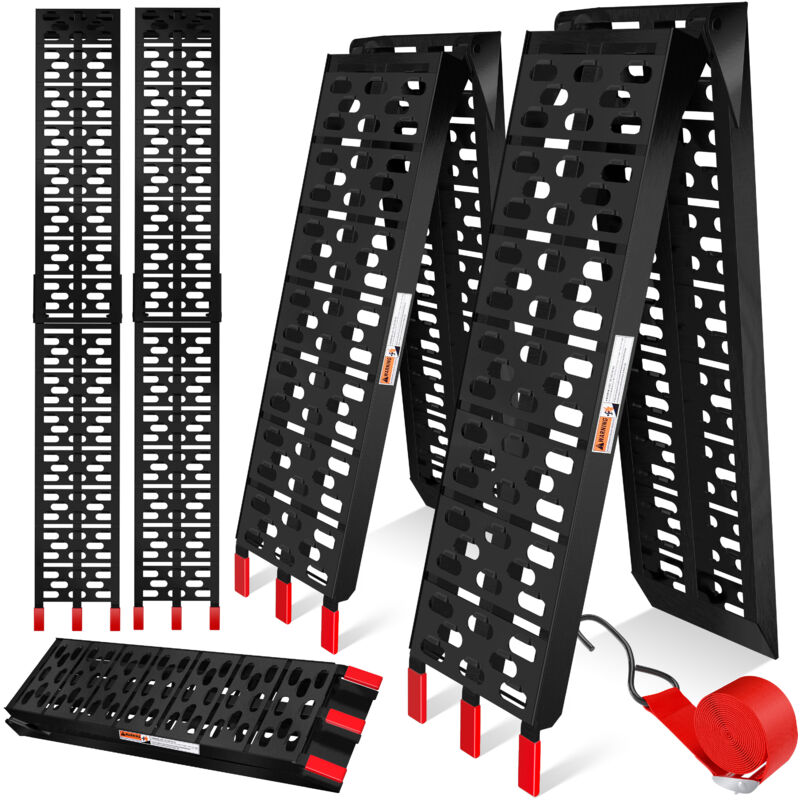 Alu Rampe d'accès Rampe de chargement Rail de chargement Antidérapant pliable 2x rampe d'accès - Noir / Rouge - Masko