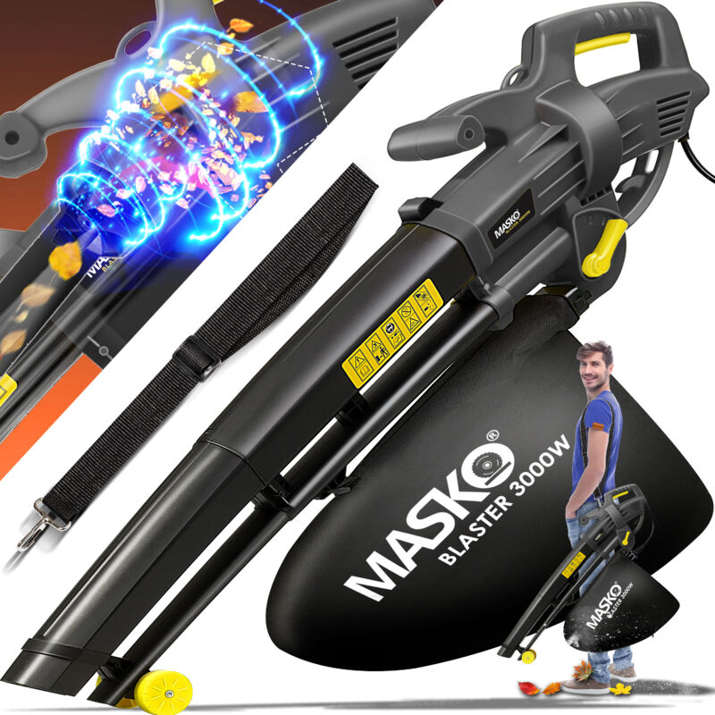 Aspirateur électrique 3en1 Souffleur de feuilles électrique 3000W 45L Broyeur de feuilles Anthracite / Jaune - Masko