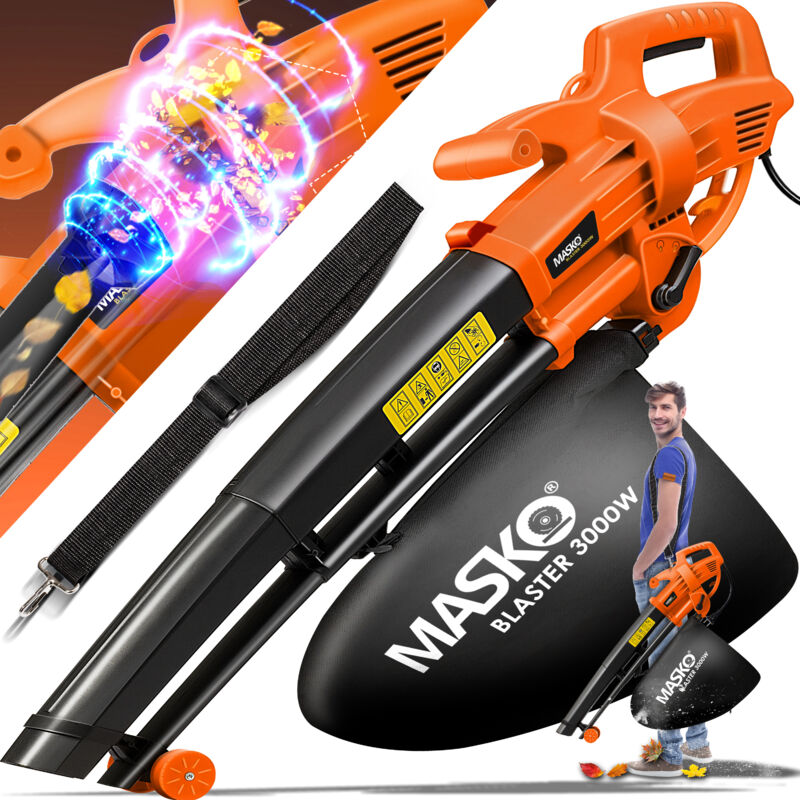 Aspirateur de feuilles électrique 3en1 Souffleur de feuilles électrique 3000W 45L Broyeur de feuilles Orange - Masko