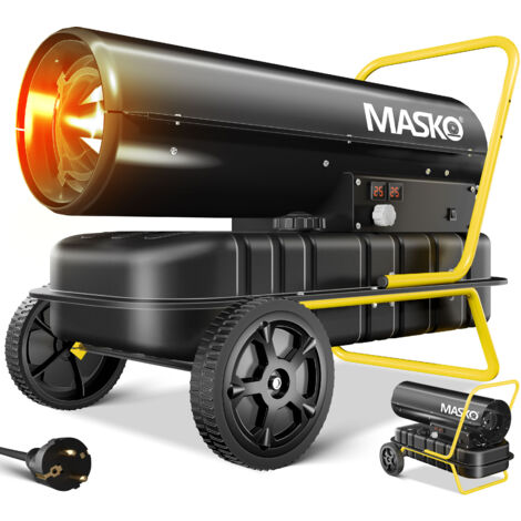 MASKO® Canon de chauffage 30kW Diesel Sécheur de chantier Chauffeur de chantier Générateur d'air chaud Souffleur de chauffage 34L Réservoir avec thermostat Chauffeur d'huile Débit d'air 750m³/h/heure)