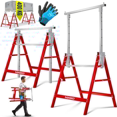 MASKO® Cavalletto telescopico  cavalletto pieghevole portata massima 200 kg  cavalletto regolabile in altezza Altezza di lavoro min. / max. 800-1300 mm