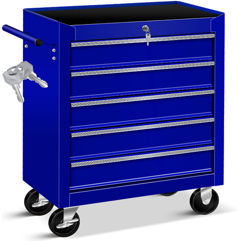 Masko® chariot de chariot d'atelier outil panier boîte à outils 5 et 7 sujets Toolbox, 5 Fächer Blau (de)