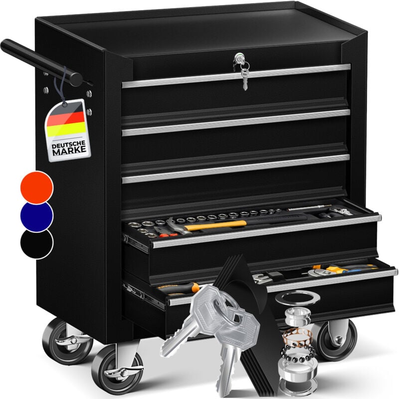 Masko - Chariot d'atelier Chariot d'outillage Caisse à outils Compartiments Toolbox Tool-Box 5 compartiments Noir