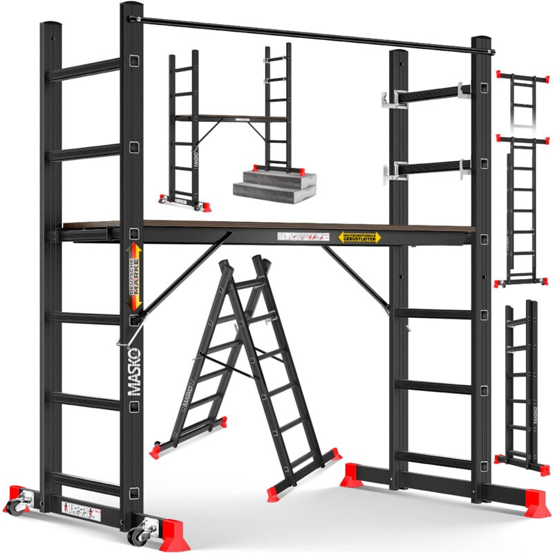Echafaudage de chantier Echafaudage Alu Echelle Echafaudage de travail Plate-forme de travail Jusqu'à 150 kg de charge Revêtement antidérapant