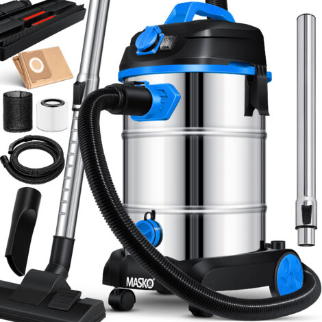 Masko® Industriestaubsauger Staubsauger Nass Trocken Sauger Edelstahl max. 1800W   Blau