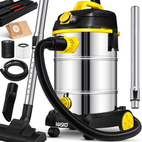 Masko® Industriestaubsauger Staubsauger Nass Trocken Sauger Edelstahl max. 1800W Farbe Industriesauger:Hepa Filter