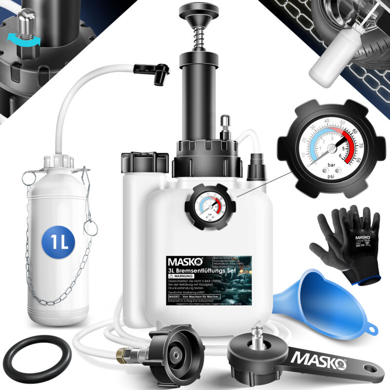 Masko - Purgeur de frein pour voiture Purgeur de frein pour automobile Appareil de changement de liquide de frein 3L pour freins à disque & freins à