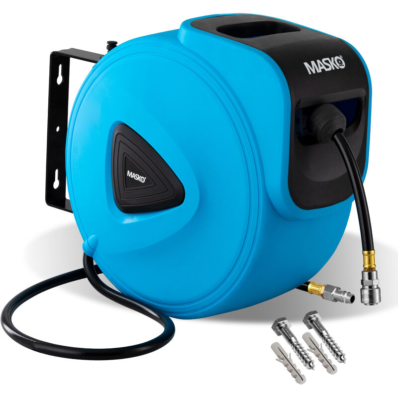 Enrouleur de tuyau d'air comprimé automatique 1/4 raccord - Enrouleur de tuyau mural Enrouleur de tuyau d'air comprimé Bleu / 30m - Masko