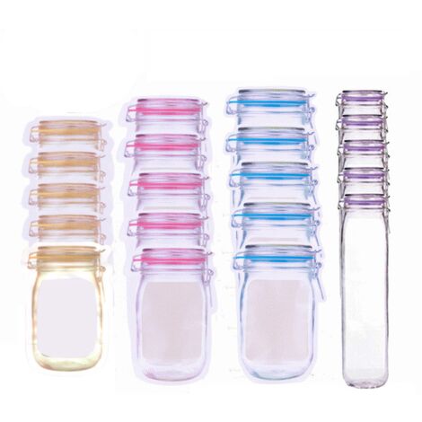 Mason Jar Bags 4 Sizes Reusable Freezer Bags Food Storage Bags for Travel, Camping, Picnics 20Pcs
