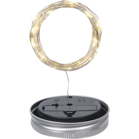 Mason Jar Solar Lantern Lights Waterproof 20LEDs Lid Lamp Starry Fairy Light Creative Copper Wire String 1m 10LED White
