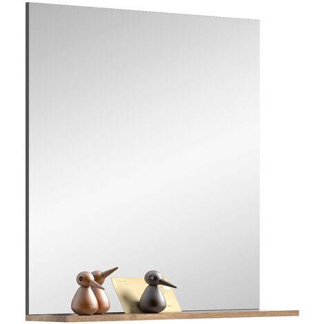 Mason miroir avec étagère chêne décor.